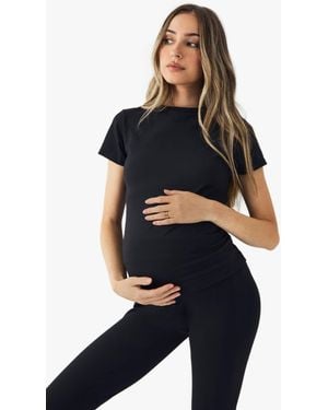 Boohoo Maternity Supersoft Sculpt Short Sleeve Top - Black