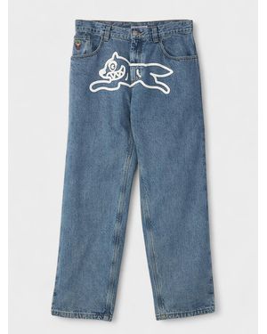 ICECREAM Check Lined Running Dog Denim Jeans - Blue