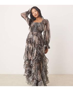 Miss Selfridge Ruffle Hem Maxi Dress - Grey