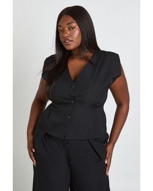 Boohoo Plus Sleevless Cinched Waistcoat - Black
