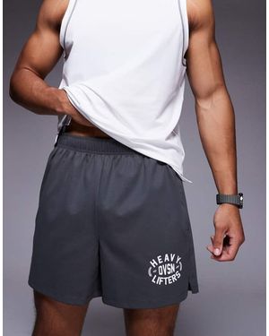4505 Heavy Lifting Graphic Training Shorts With Zip Pockets - Blue