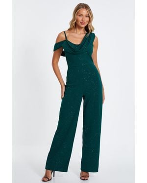 Quiz Bottle Glitter Palazzo Jumpsuit - Green