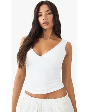 DSGN Studio Sculpt Wrap Front Padded Vest Top - White
