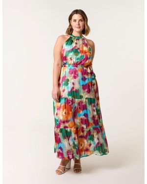 Blue Vanilla Curve Halter Neck Midi Dress - White