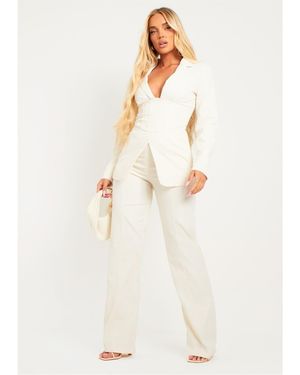 Missy Empire Missy Empire Leg Woven Trouser - White