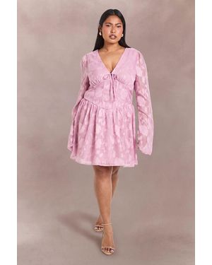 Boohoo Plus Jacquard Corset Detail Skater - Pink