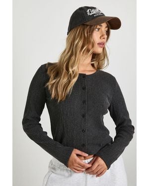 Boohoo Textured Button Through Long Sleeve Top - Black