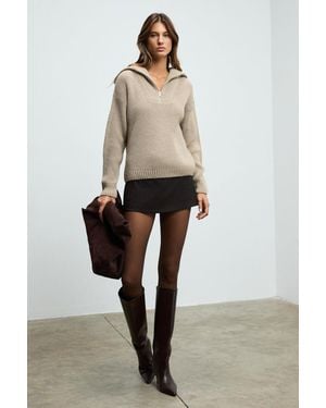 Grimelange Straight Plain Knit Jumper - Natural