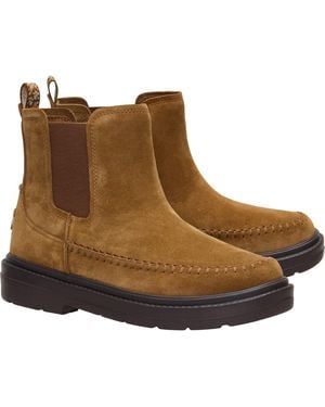 HEYDUDE Heydude Sienna Leren Cognac Platte Chelsea Boots - Bruin