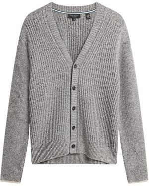 Ted Baker Alman Ribbed Button Cardigan - Grey