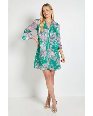 Wallis Petite Floral Burn Out Ruffle Shift Dress - Blue