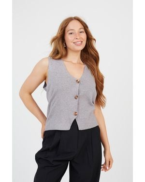Brave Soul Button Through Knitted Waistcoat - White