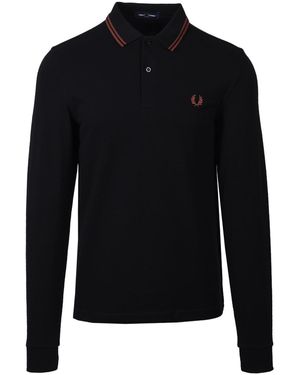 Fred Perry Fredperry Fp Ls Twin Getipt Overhemd Poloshirt - Zwart