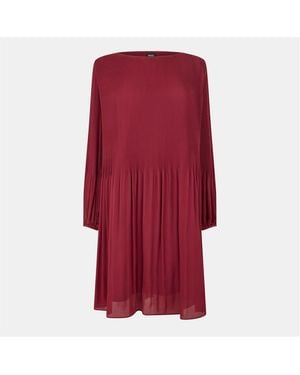 BOSS Dasie Crew Neck Long Sleeve Knee Length Dress - Red