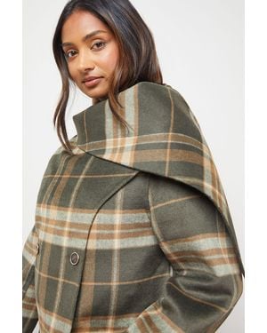 Oasis Hand Stitched Scarf Longline Jacket Coat - Brown