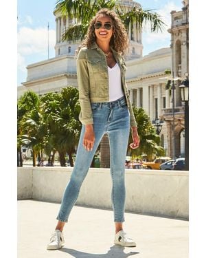 Sosandar Sage Denim Jacket - Green