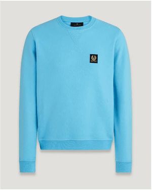 Belstaff Crew Neck Sweatshirt With Logo Patch - Blue