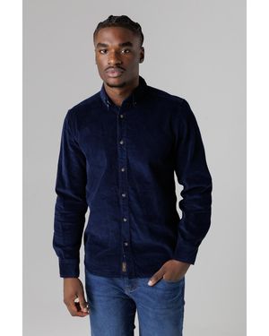 Tokyo Laundry Cotton Corduroy Shirt With Button Collar - Blue