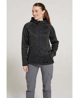 Mountain Warehouse 'Nevis' Fur Lined Hoodie Full Zip Warm Cosy Jumper Cotton - Black
