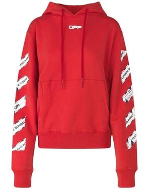 Off-White c/o Virgil Abloh Airport Tape Diag Hoodie Cotton - Red