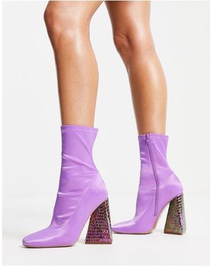 ASOS Edison Triangular Heel Sock Boots - Purple