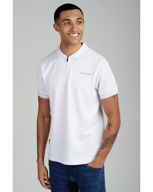 Firetrap Regular Fit Textured Zip Up Polo Shirt - White