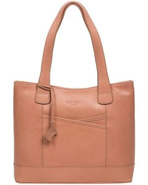 Conkca 'Little Patience' Subtle Leather Tote Bag - Brown
