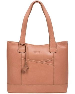 Conkca 'Little Patience' Subtle Leather Tote Bag - Brown