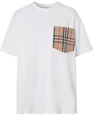 Burberry Check Pocket T-Shirt - White