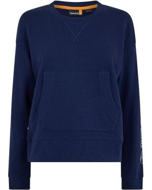 Timberland Crew Neck Long Sleeve Kangaroo Pocket Sweatshirt - Blue