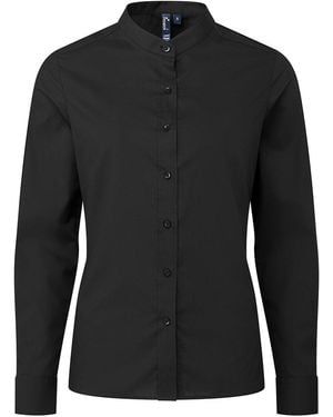 PREMIER Ladies Grandad Collar Formal Shirt - Black