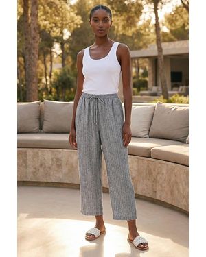 Roman Petite Metallic Stripe Cropped Trouser - Grey