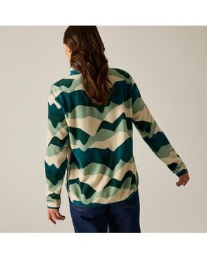 Regatta Ladies Frankie Abstract Mountain Quarter Zip Fleece Top (Multicoloured) - Green