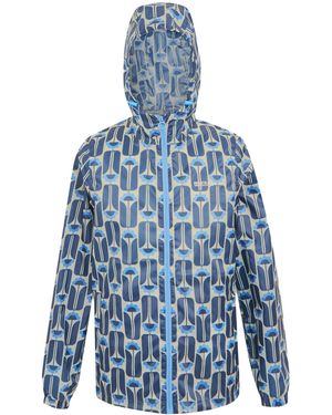 Regatta Ladies Orla Kiely Tall Flowers Packaway Waterproof Jacket - Blue