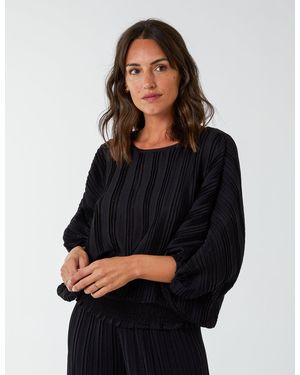 Blue Vanilla Oversized Batwing Top - Black