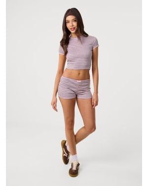Pink Vanilla Jersey Stripe Shorts - White