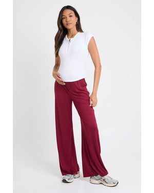 Boohoo Maternity Contrast Side Stripe Wide Leg Trousers - Red