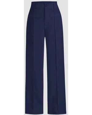Hiccup High Waist Straight Leg Trousers - Blue