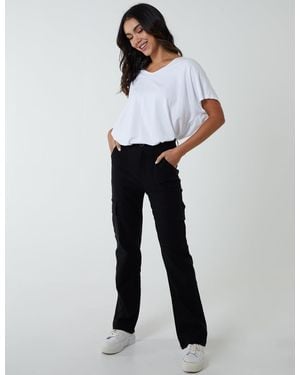 Blue Vanilla Straight Leg Pocket Detail Cargo Jeans - White