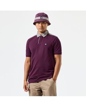 Weekend Offender Costa Mid Check Collar Polo Shirt - Purple