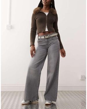 Reclaimed Vintage 88' Wide Baggy Low Rise Leg Jean - Grey