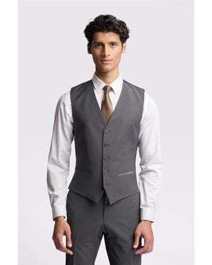 Ted Baker Single Breasted Five Button V-Neck Slim Fit Suit Waistcoat - Grey