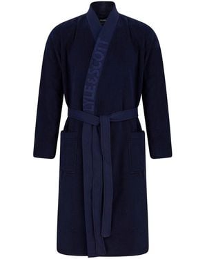 Lyle & Scott And Jacquard Text Dressing Gown - Blue