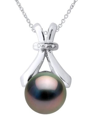 Ateliers Saint Germain Necklace Jewellery Diamond 0.01Cts And Real Cultured Tahiti Pearl Round 7-8 Mm - Black