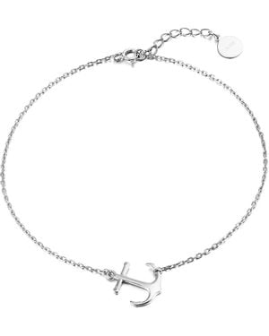 The Jewellery Stockroom Sterling Anchor Charm Anklet - Metallic