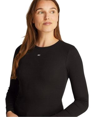 Tommy Hilfiger Slim T-Shirt Met Lange Mouwen - Zwart