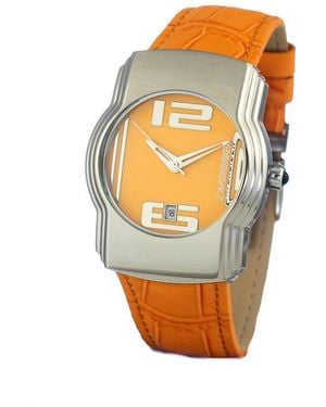 Chronotech Orange Leather Watch