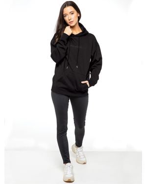Enzo Ladies Oversized Essential Hoodie - Black