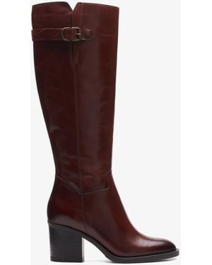 Clarks Mascarpone2 Up Tan Leather Laarzen - Bruin