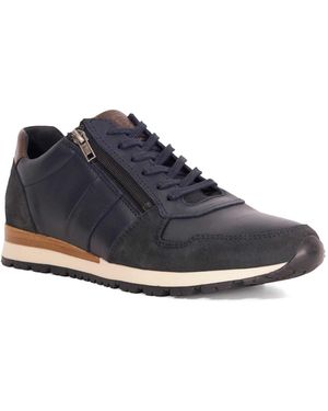 Dune Thame Wf Wide Fit Zip Up Leather Trainers - Blue